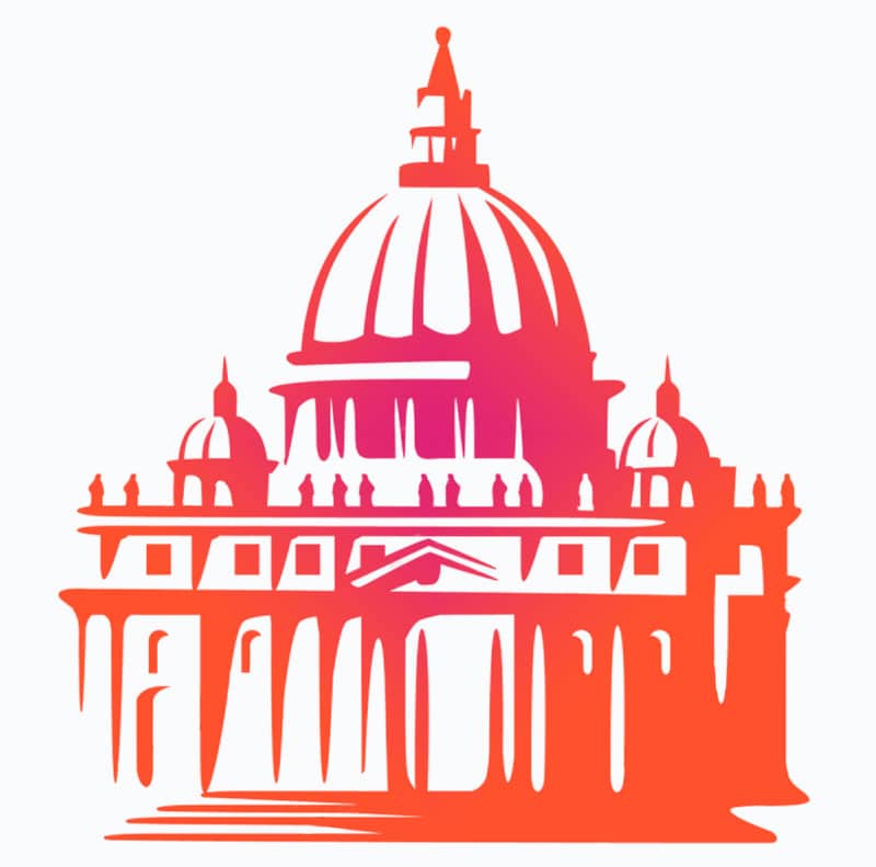 Grafica che rappresenta il simbolo del Vaticano, ovvero la basilica di San Pietro a Roma.