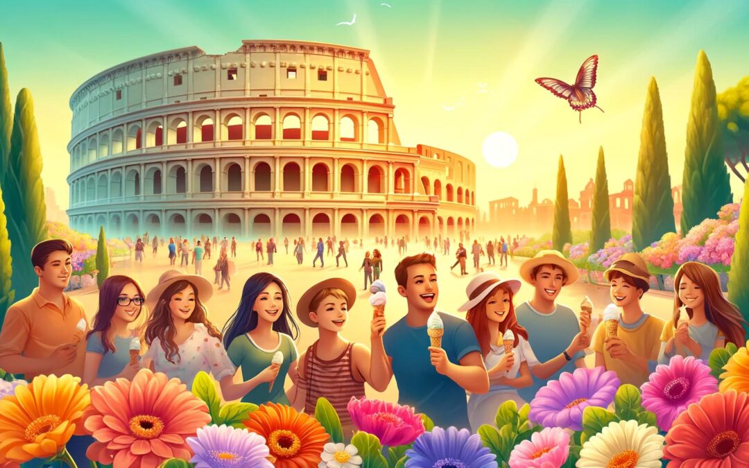 Maggio a Roma: Immagine AI che rappresenta il periodo primaverile a Roma.
